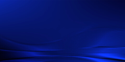 Dark abstract background with glowing wave. Shiny moving lines design element. Modern purple blue gradient flowing wave lines