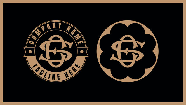 Elegant gold se monogram  logo designs with oval shapes