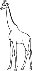 Single-line outline of a standing giraffe with an elongated neck, using gentle curves and wide negative space 2