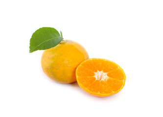 Fresh orange slices arranged neatly, isolated on white background, bright and vibrant