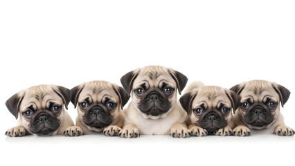Obraz premium Three Adorable Pug Puppies Grouped Together