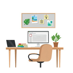 Modern Office Workspace with Computer and Greenery