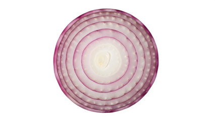 Sliced red onion cross section showing layers isolated on transparent background