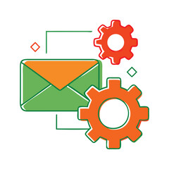 Email automation with gears and settings, streamlining communication and improving efficiency in business processes