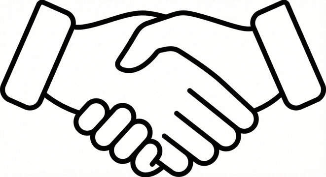 Simple outline handshake icon representing cooperation, agreement, teamwork, and partnership