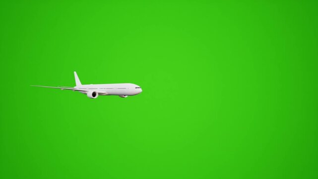 Commercial Passenger Jet Flying Overhead on a Bright Green Screen Background