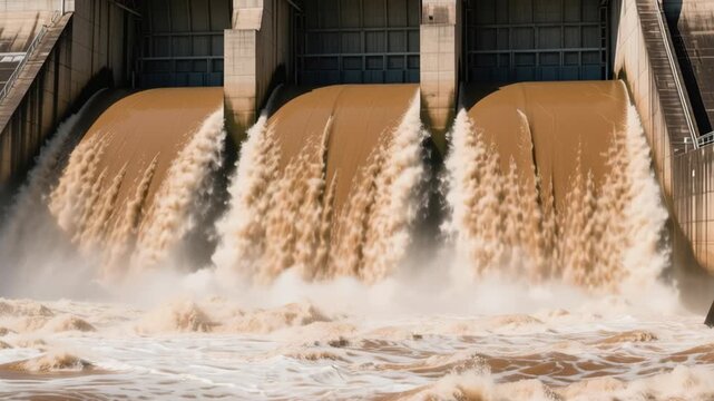 Heavy rain triggers flood warning as protective wall with sandbags to defend safety during critical situation of rising water levels