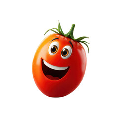 Cheerful tomato character in the kitchen fun cartoon illustration whimsical style