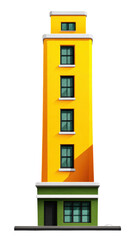 Tall yellow commercial building design in urban setting architectural visual concept