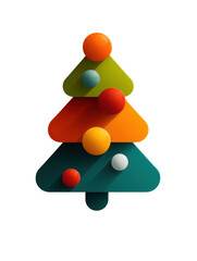 Decorative christmas tree icon with ornaments flat design digital art holiday vibes