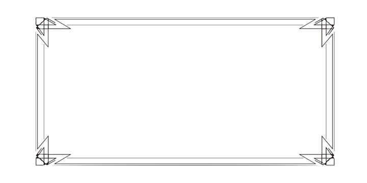 A minimalist black and white border created with clean geometric lines and balanced symmetry