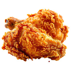 Two pieces of golden, crispy, seasoned fried chicken together