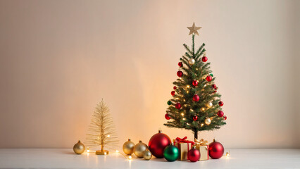 Small Modern Christmas Tree with Cozy Golden Lights