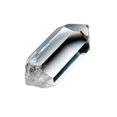 Natural clear quartz crystal on isolated photography minimalist style