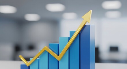 Business graph with arrow on top