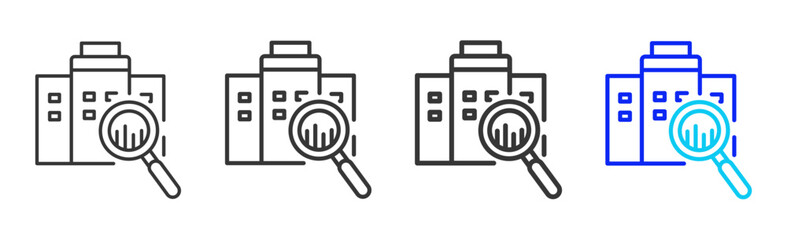 Audit Insight icon set collection in creative outline style for business featuring varied thickness variations suitable for pro branding visual use and integrity desig