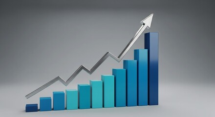 Business graph with arrow on top