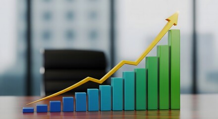 Business graph with arrow on top