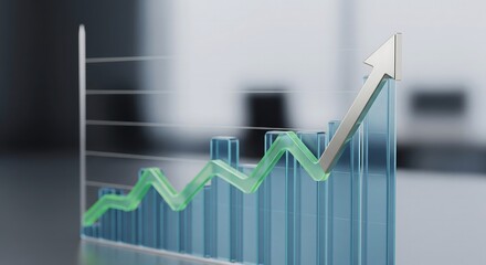 Business graph with arrow on top