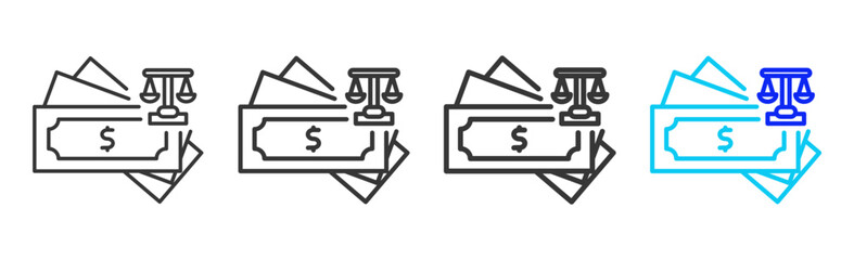 Responsible Finance icon set collection in creative outline style for business featuring varied thickness variations suitable for pro branding visual use and integrity desig