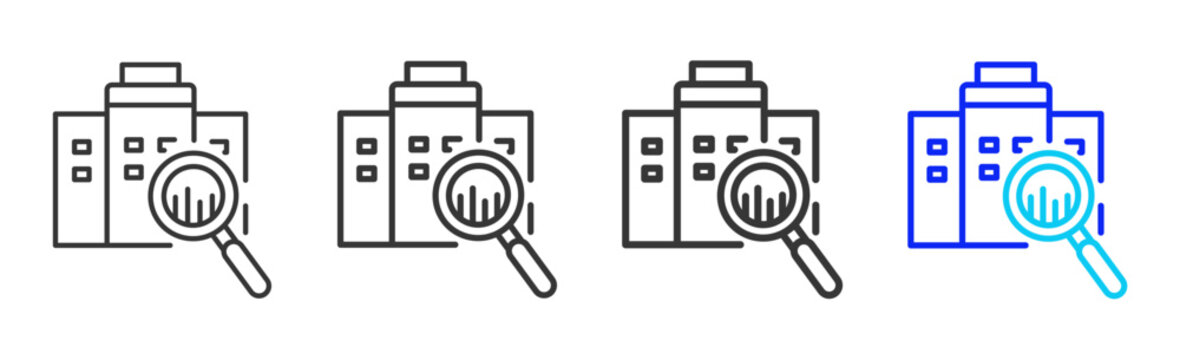Audit Insight icon set collection in creative outline style for business featuring varied thickness variations suitable for pro branding visual use and integrity desig