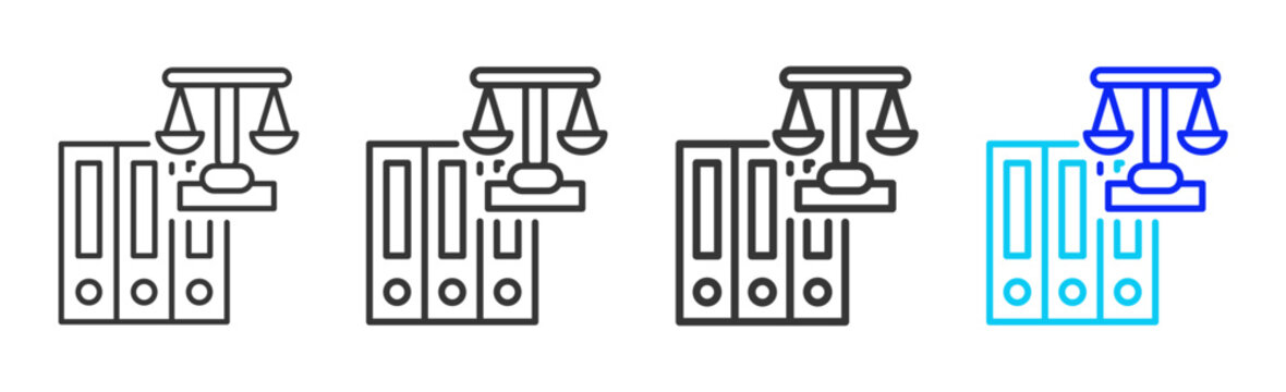 Policy Manual icon set collection in creative outline style for business featuring varied thickness variations suitable for pro branding visual use and integrity desig