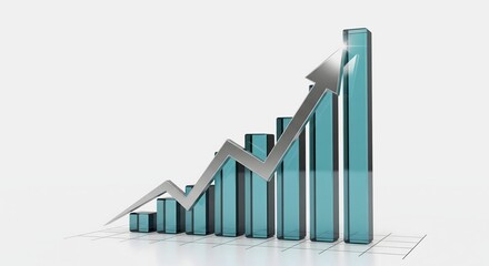 Business graph with arrow on top