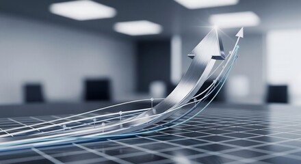 Business graph with arrow on top