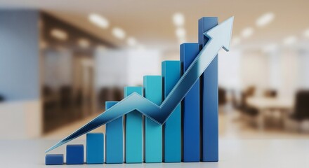 Business graph with arrow on top