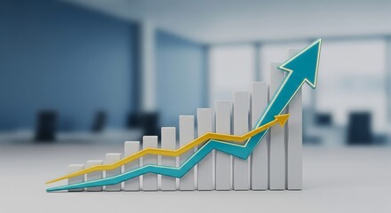 Business graph with arrow on top