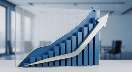 Business graph with arrow on top