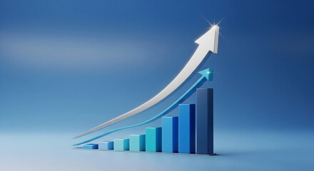 Business graph with arrow on top