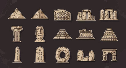 Explore ancient wonders historical landmarks iconic monuments and global heritage sites collection for educational and travel themes