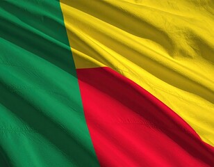 Green, yellow, and red flag fabric, flowing