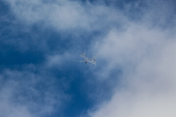 Airplane Flying Through Thick Cloud Layers – Atmospheric Travel Aviation Image
