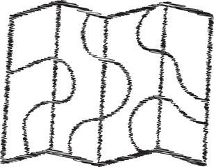 Folded travel map line drawing