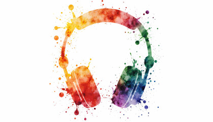 water splash headphones on white background