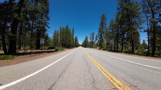 Mt Shasta to Lassen Highway 89 Southbound 01 Rear View Driving Plates California USA Ultra Wide