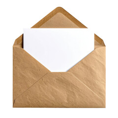 Open envelope holding a crisp, blank white sheet of paper inside