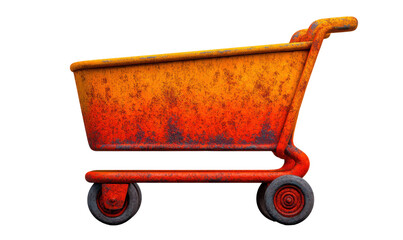 Rusty shopping cart in urban setting grunge photography industrial environment side view