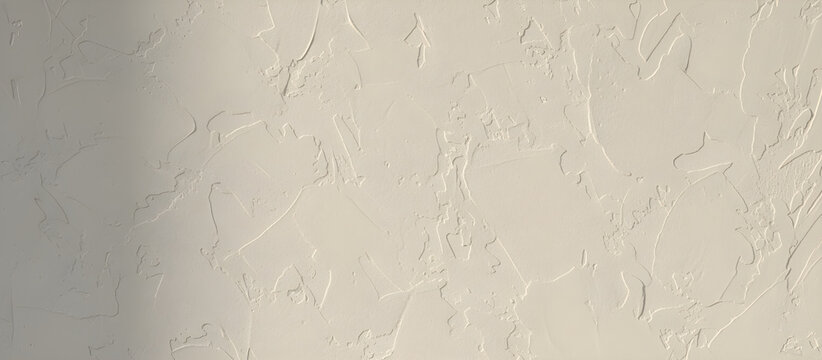 Textured Cloud Dancer color wall with decorative plaster, a neutral off-white background for design, art, and architectural concepts. - Powered by Adobe