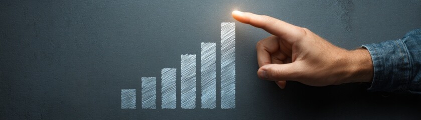 Businessman's hand on a digital screen pushing a financial graph to stimulate market growth and future profit success