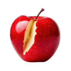 Red apple bite showcase isolated food photography minimalist style