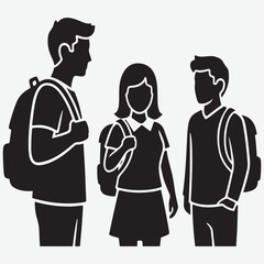 Three students with backpacks, ready for school or travel