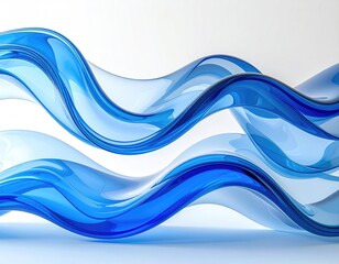 Blue glass waves intertwine, fluid, translucent