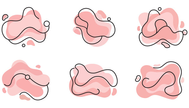 Pink Pastel Abstract Blob Shape Set