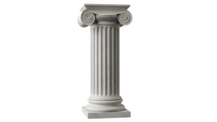 Ionic order column ancient greek architecture isolated on transparent background