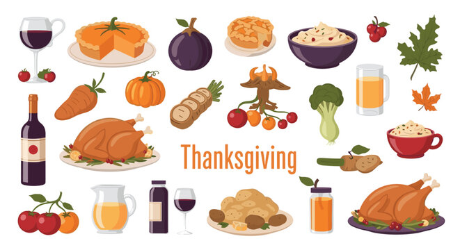 Festive Thanksgiving feast illustration for holiday promotions and family dinner invitations, perfect for autumn celebrations and seasonal marketing campaigns - Powered by Adobe