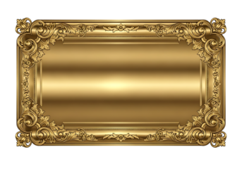 Elegant ornate gold frame with intricate baroque carving details and luxurious golden gradient center