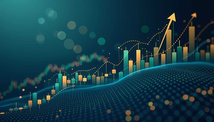 Abstract digital technology graph indicating stock data exchange future profit strategy
